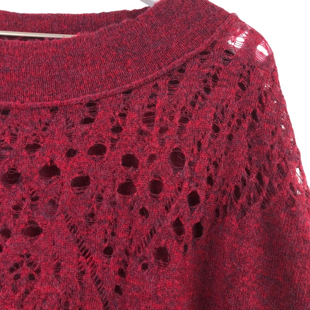 Free People Pointelle Ballet Neck Pullover Garnet - Picture 3 of 7